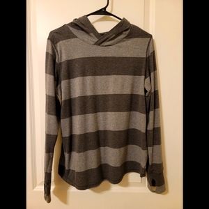 Gray striped long-sleeved shirt